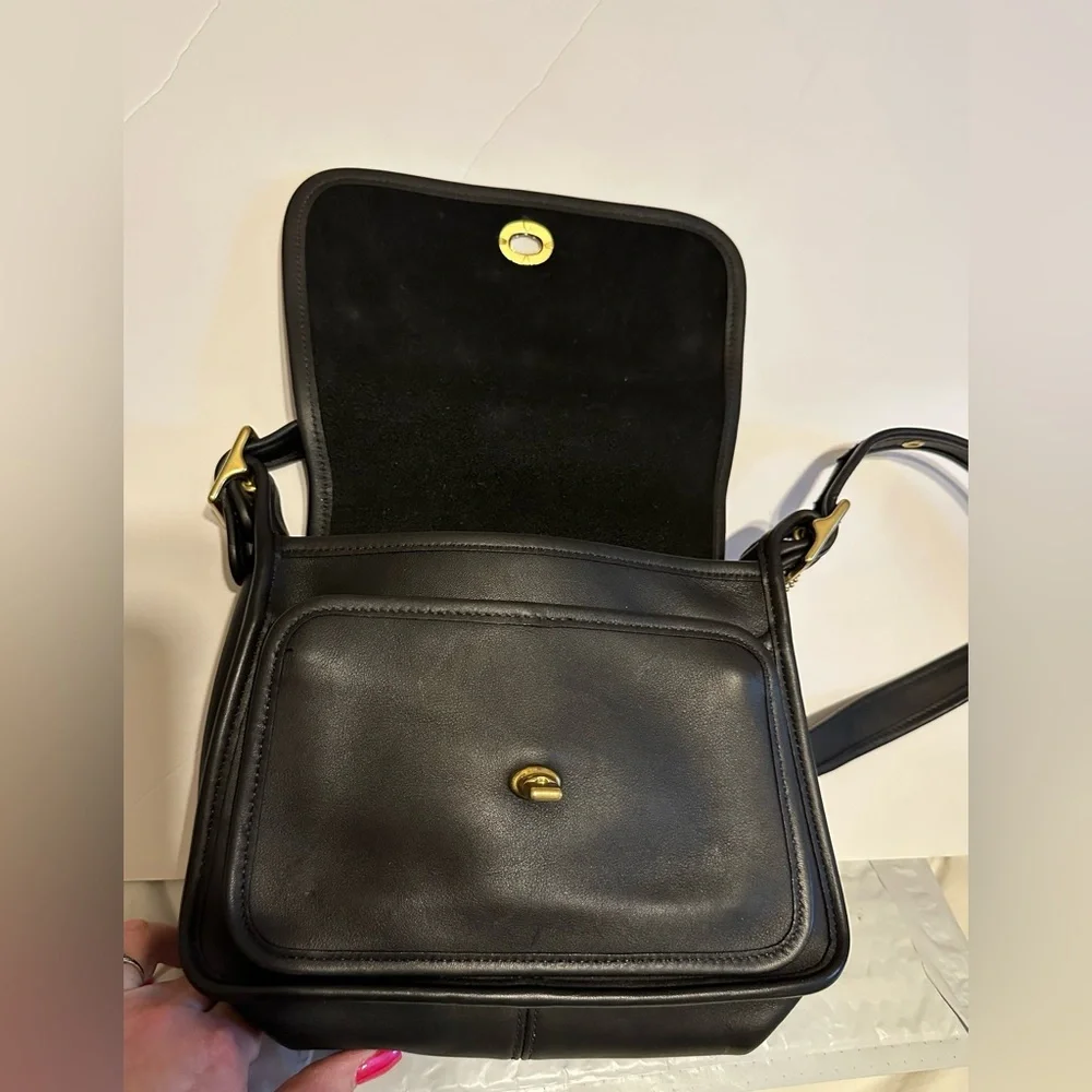 Vintage Coach Purse 9061 Rambler Legacy Black‎ Leather Crossbody Shoulder Bag - Picture 6 of 9